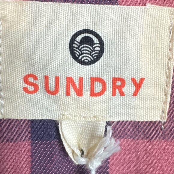 Sundry Women's 3/4 Button Shirt Brushed Cotton Plaid Pink Blue Size (M) Elevated - Picture 6 of 7